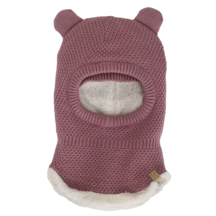 Plush-Lined Knit Balaclava- Rose