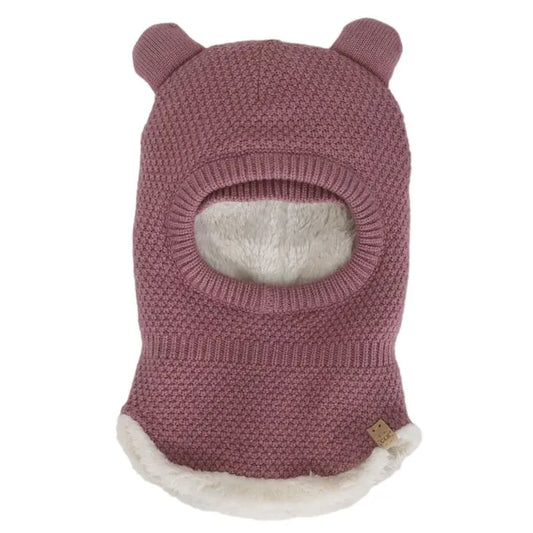 Plush-Lined Knit Balaclava- Rose