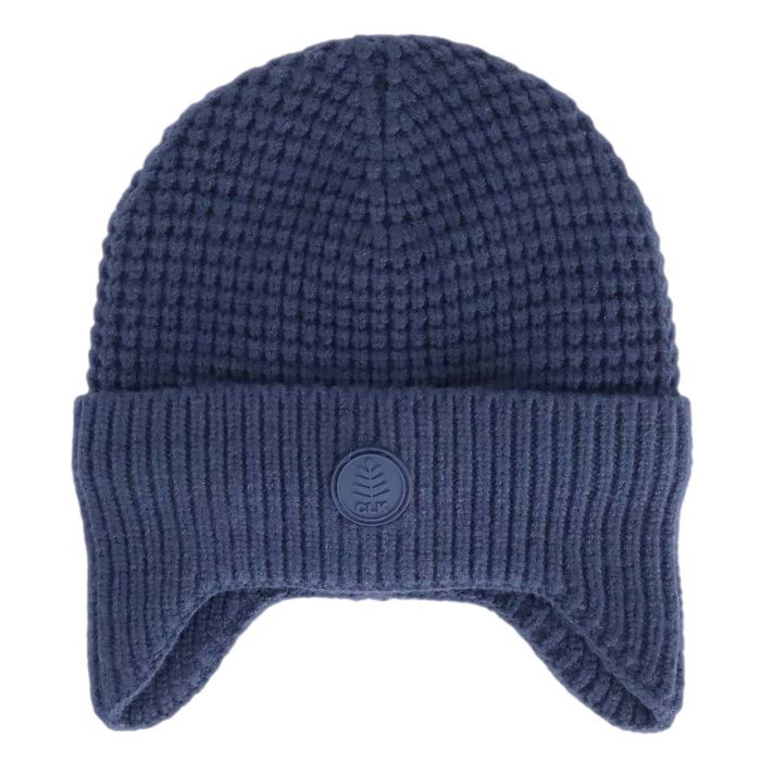 Fleece-Lined Windproof Knit Beanie- Blue