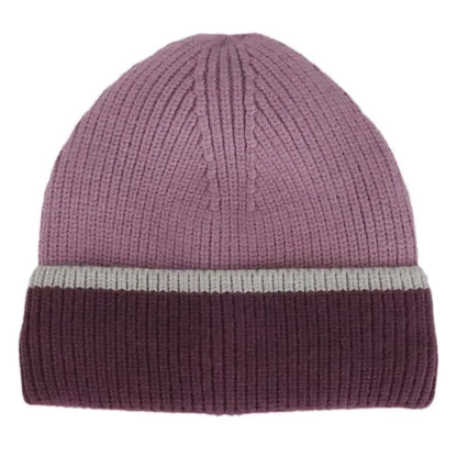 Cotton-Lined Colourblock Stripe Knit Beanie- Orchid