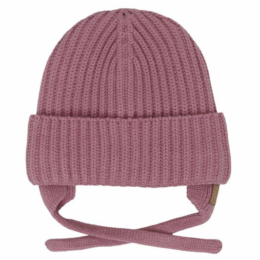 Plush-Lined Ribbed Knit Beanie- Cameo Pink
