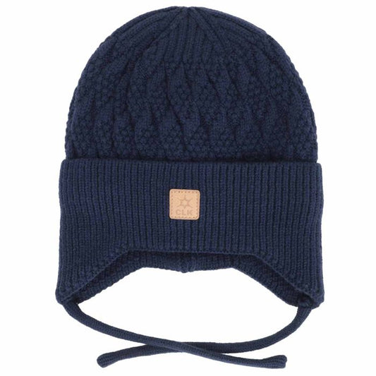 Plush-Lined Knit Soft Touch Hat- Navy