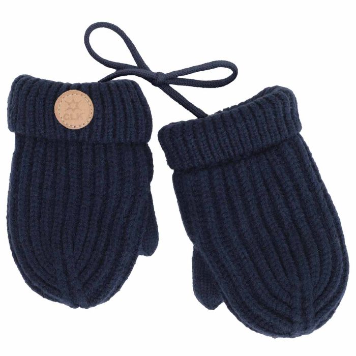 Plush-Lined Corded Knit Soft Touch Mittens- Navy