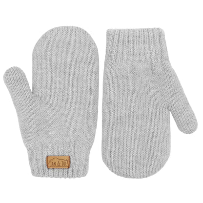 Cozy Fleece-Lined Knit Mittens- Soft Grey