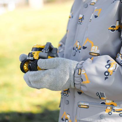 Cozy Fleece-Lined Knit Mittens- Soft Grey