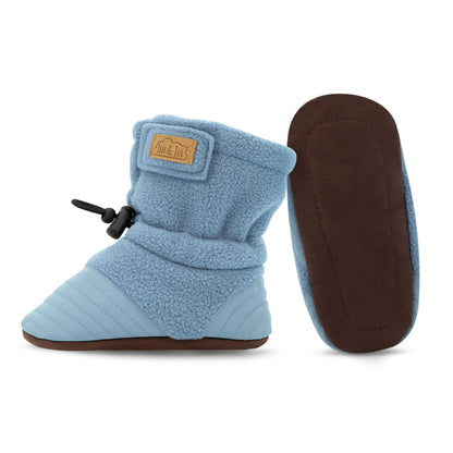 Stay-Put Cozy Baby Booties- Stormy Blue