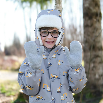 Cozy Fleece-Lined Knit Mittens- Soft Grey
