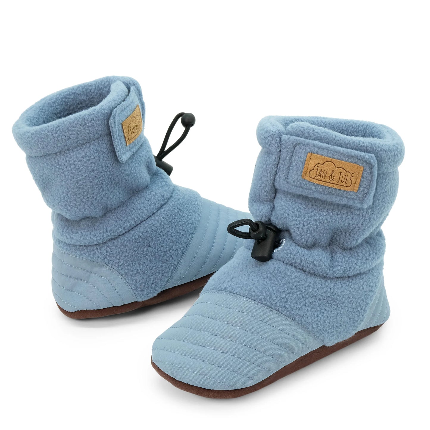 Stay-Put Cozy Baby Booties- Stormy Blue