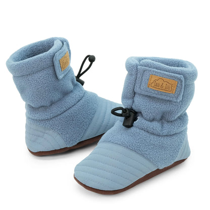 Stay-Put Cozy Baby Booties- Stormy Blue