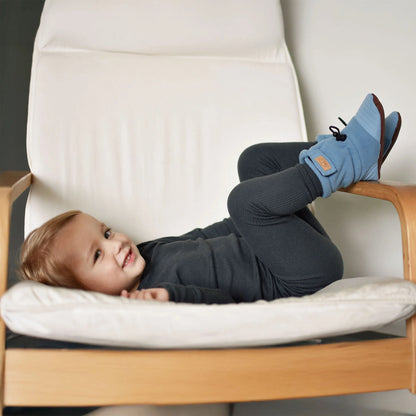 Stay-Put Cozy Baby Booties- Stormy Blue