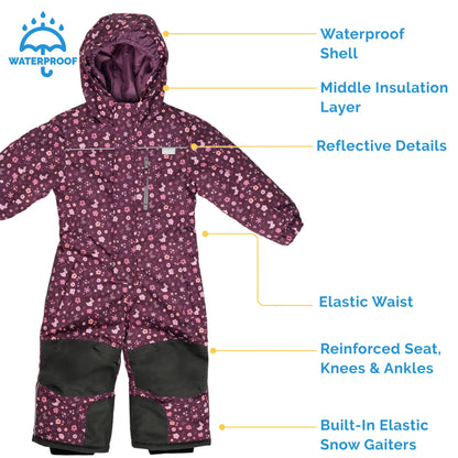 Toasty-Dry 1pc. Kids Snowsuit- Bunny Blooms