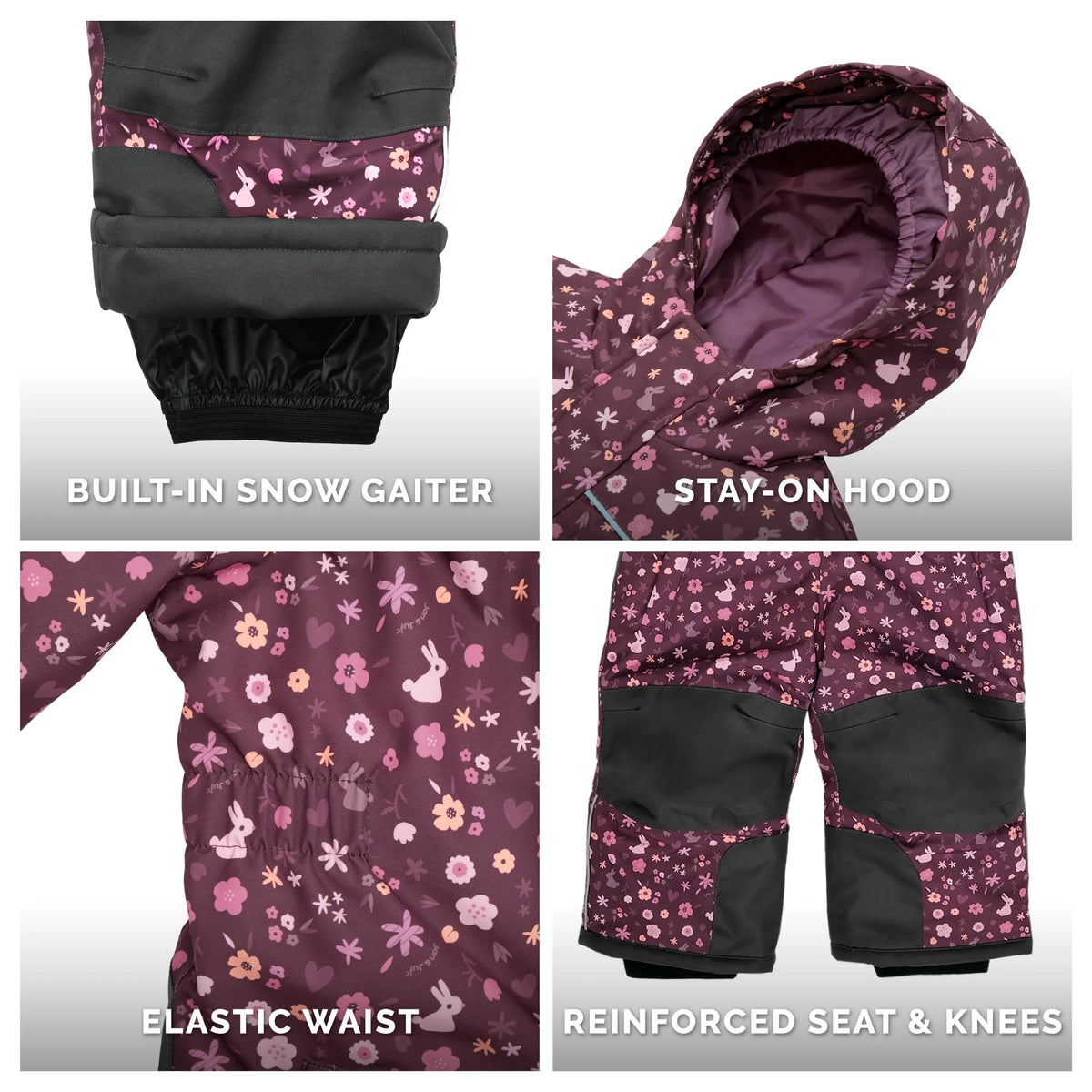 Toasty-Dry 1pc. Kids Snowsuit- Bunny Blooms