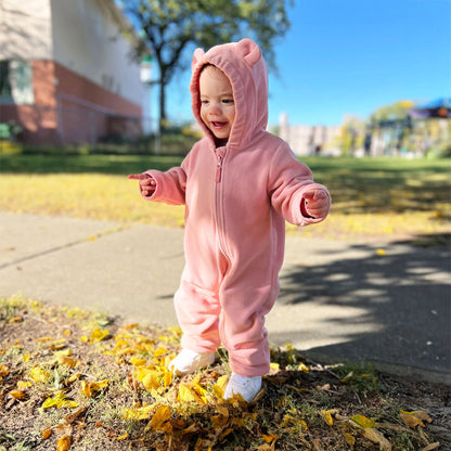 Dusty Pink Baby Fleece Bunting Suit
