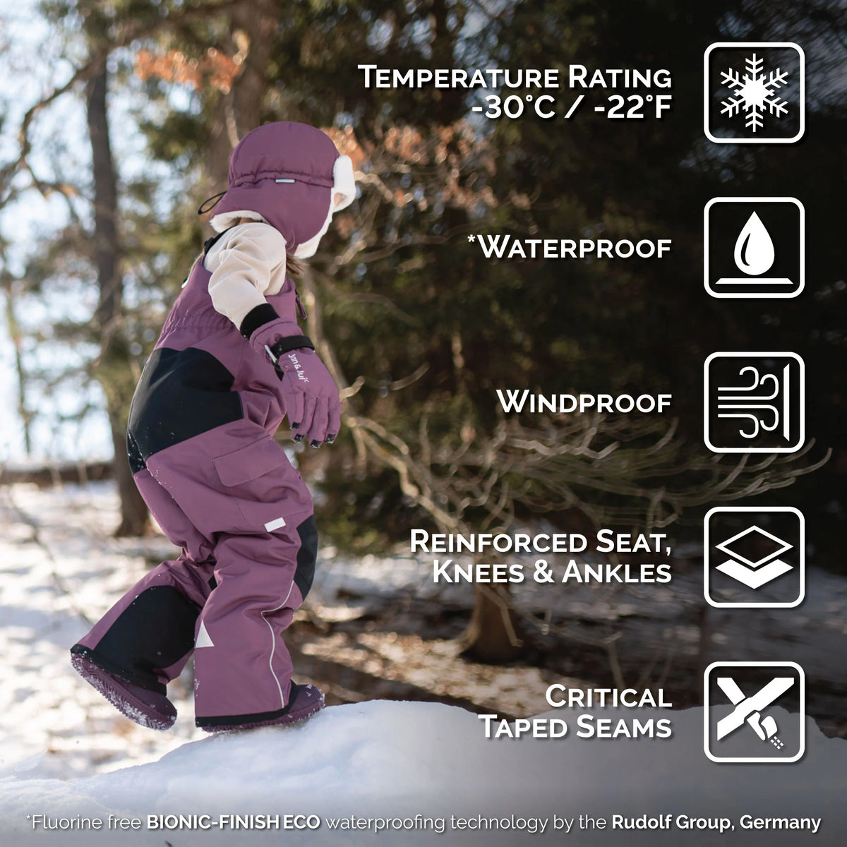 Toasty-Dry Snow Bib Pants- Dark Plum