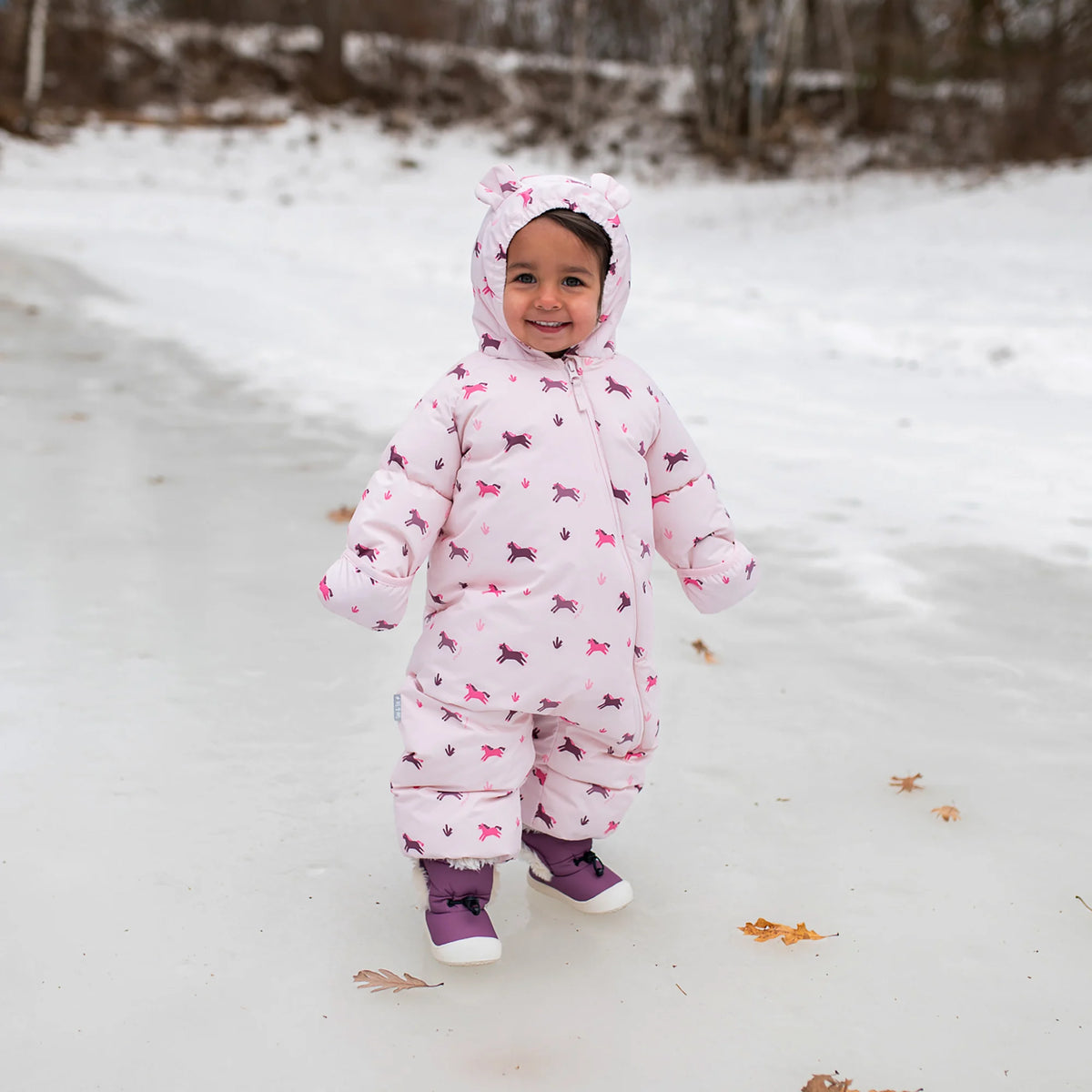 Toasty-Dry 1pc. Baby Snowsuit- Pink Ponies