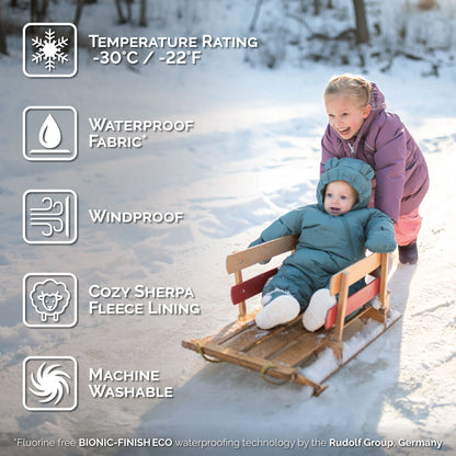 Toasty-Dry 1pc. Baby Snowsuit- Dark Spruce