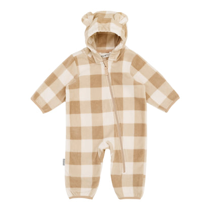 Brown Plaid Baby Fleece Bunting Suit