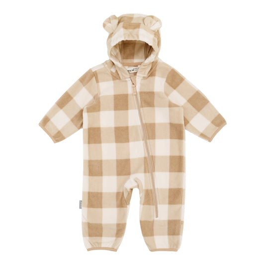Brown Plaid Baby Fleece Bunting Suit