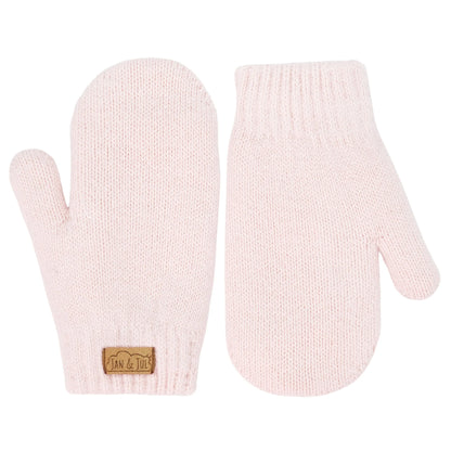 Cozy Fleece-Lined Knit Mittens- Light Pink