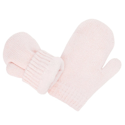 Cozy Fleece-Lined Knit Mittens- Light Pink