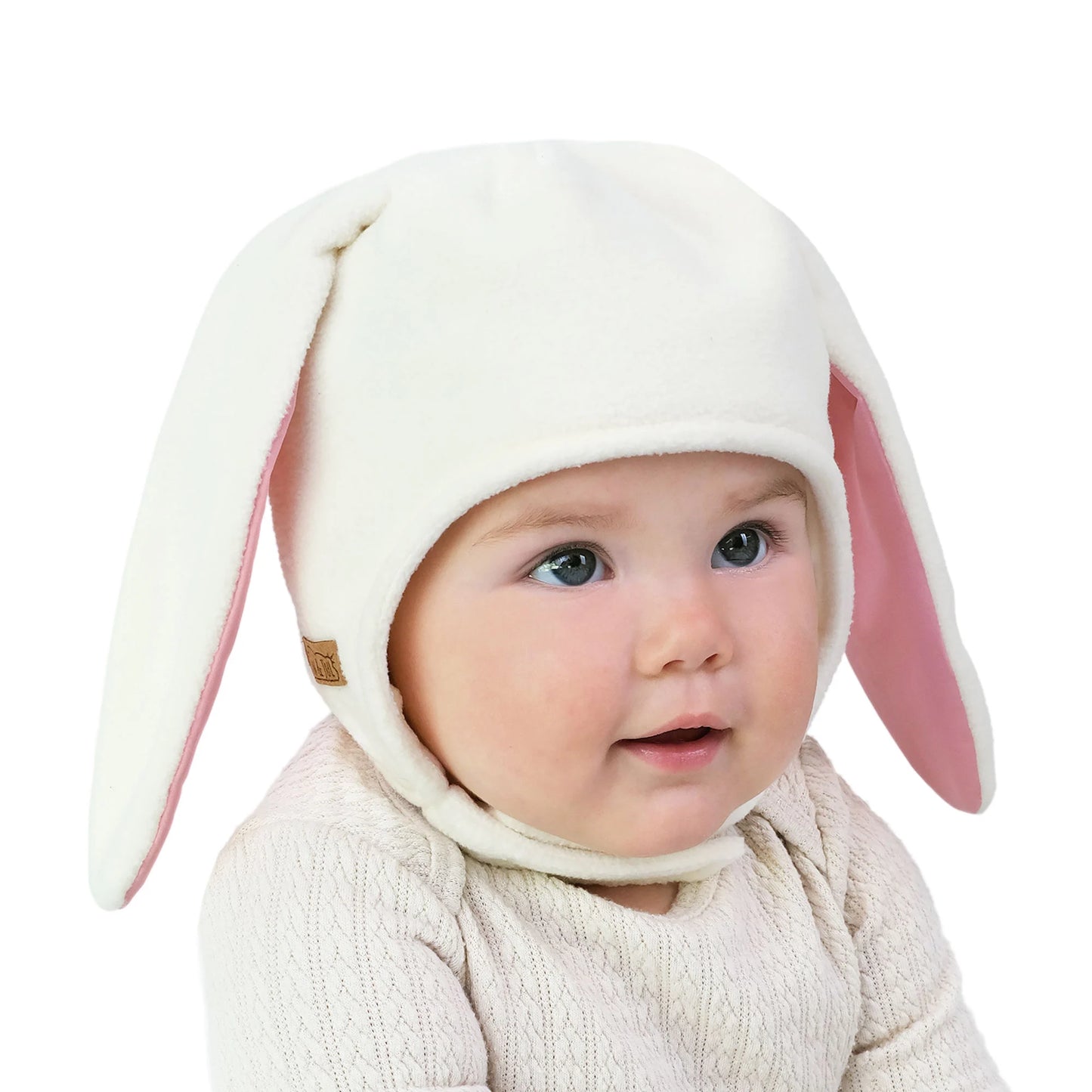 Cream Bunny Fleece Baby Hat