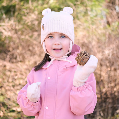 Cozy Fleece-Lined Knit Mittens- Light Pink