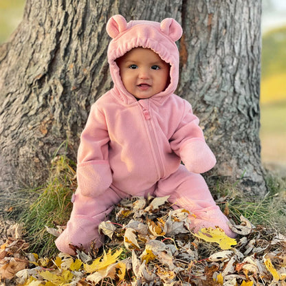 Dusty Pink Baby Fleece Bunting Suit