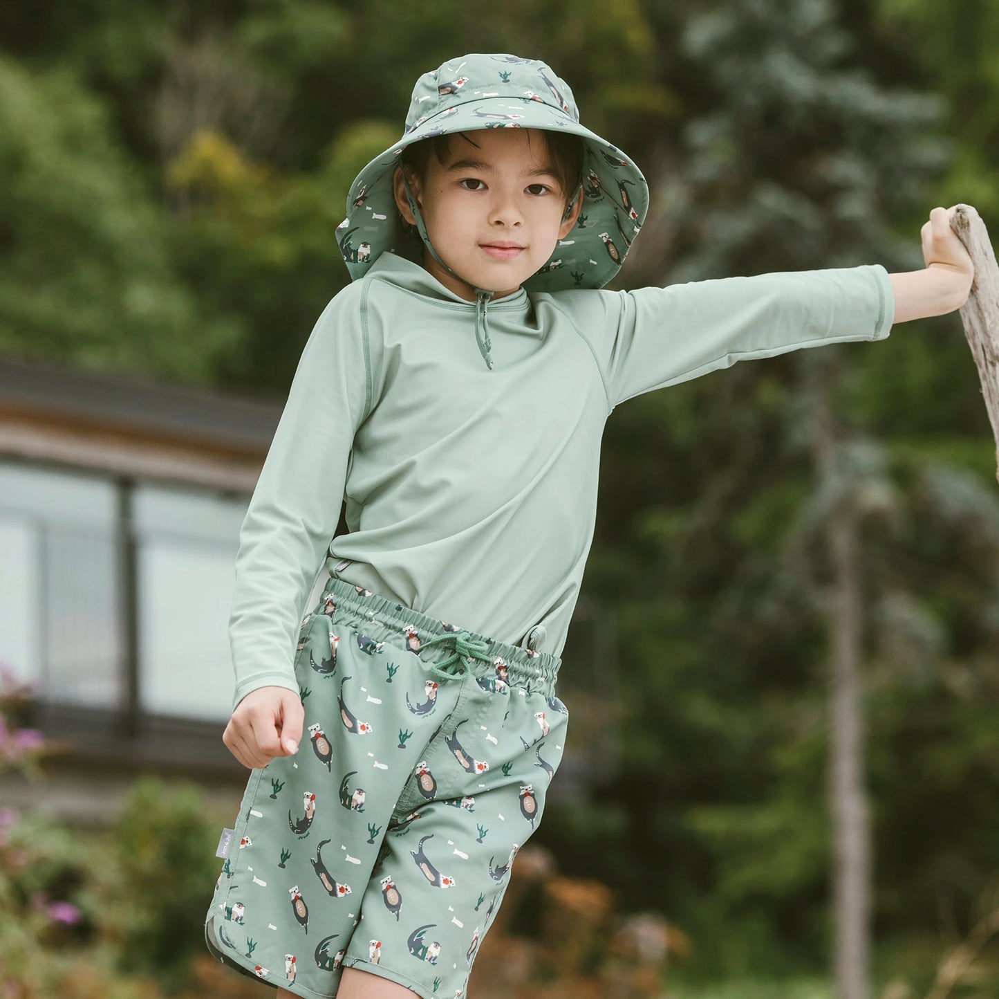 Kids UV Rashguard Top- Sage Green