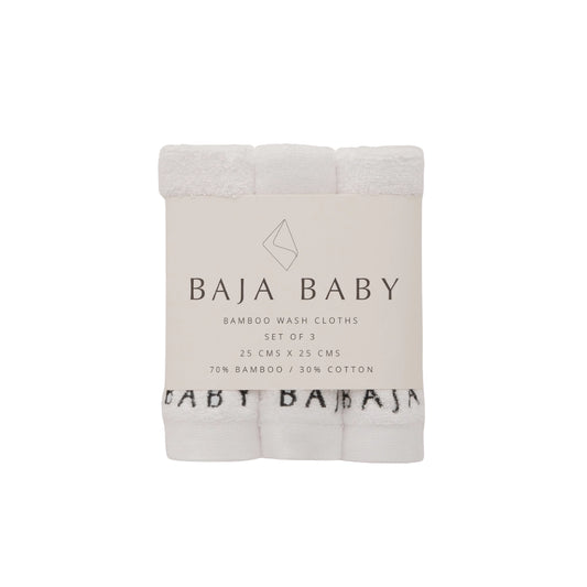 Bamboo & Cotton Washcloths 3pk.- Fresh White