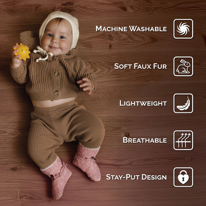 Stay-Put Winter Booties- Soft Brown