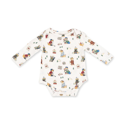 Bamboo Long Sleeve Bodysuit- Winter Sports Dogs